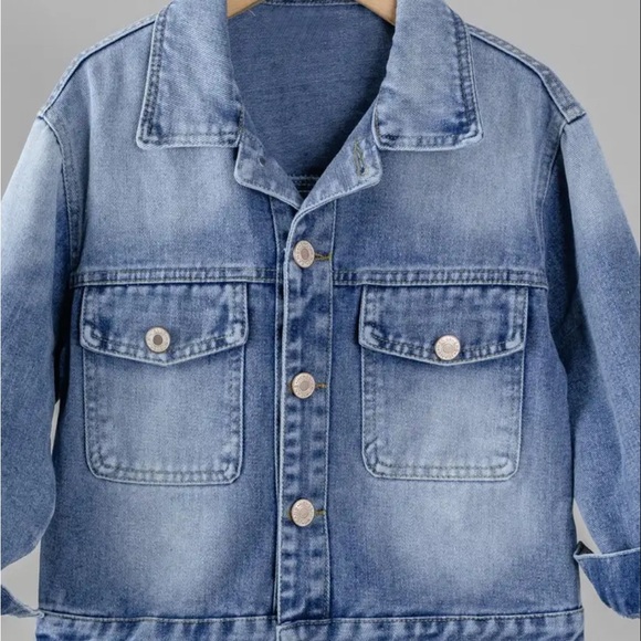 Kids Denim Jacket with Lace Bow size 3/4 - Picture 2 of 9